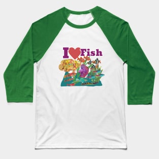 I Heart Tropical Fish Baseball T-Shirt